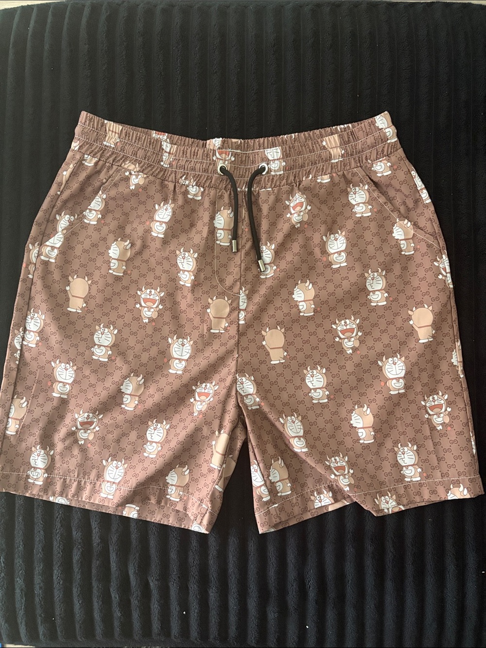 Brown Cartoon Logo Swim Trunks